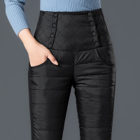 新款韩版高腰修身显瘦羽绒裤女外穿加厚大码保暖女士小脚靴棉裤冬