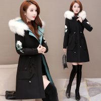 派克棉衣棉服女中长款2020新款绣花宽松显瘦大码韩版外套棉袄女潮