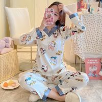 睡衣女士春秋冰丝薄款长袖韩版学生网红夏季仿真丝家居服两件套装