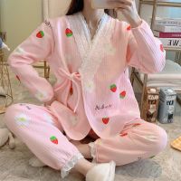 月子服秋季产后喂奶哺乳外穿11月份12冬季加厚保暖孕妇睡衣女套装