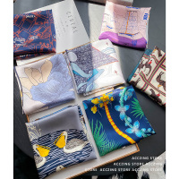 70cm真丝小方巾桑蚕丝丝巾女春秋多功能装饰职业围巾时尚百搭