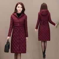 棉衣女中长款2020新款秋冬装修身显瘦过膝菱格棉袄棉服冬季外套女
