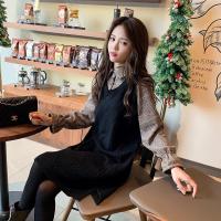 中长款毛衣女套头加厚秋冬新款衬衫领假两件连衣裙秋冬针织打底衫