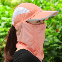 防晒帽子脸防紫外线户外遮阳帽可折叠骑车太阳帽女夏天