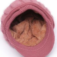 毛线帽子女新款百搭秋冬天女士40岁鸭舌帽冬季加厚保暖针织帽圆脸