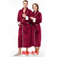 秋冬情侣浴袍睡袍女士长款加厚睡衣男大码法兰绒珊瑚绒保暖家居服