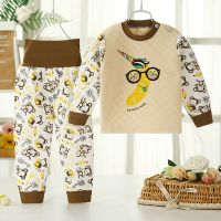 婴儿保暖内衣套装秋冬季三层夹棉新生儿童男女宝宝纯棉衣服睡衣