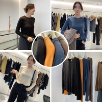 widelia陈姬儿秋季基础款纯色打底衫女百搭舒适圆领长袖t恤9357