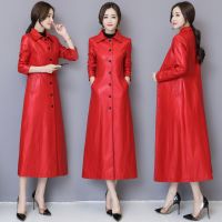 海宁皮衣女中长款修身2020春秋新款韩版过膝气质显瘦皮风衣女外套