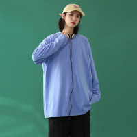 长袖t恤女2020春秋季新款纯色上衣ins潮盐系圆领宽松慵懒风打底衫