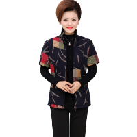 秋冬时尚加棉小花袄妈妈装中老年女装保暖马甲棉坎肩短袖棉衣棉袄
