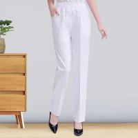 妈妈裤子女夏季中老年女裤薄款高腰宽松直筒休闲妈妈装棉女士长裤