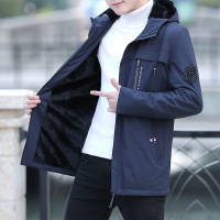 男装休闲外套秋冬青年轻加绒加厚韩版潮流连帽夹克工装上衣