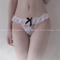 做你的猫:蜜桃软妹性感狐狸尾巴t型裤蕾丝开档珍珠内裤女丁字裤