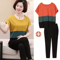 时尚妈妈装夏装大码套装中老年女装夏季两件套短袖单件/套装/可选