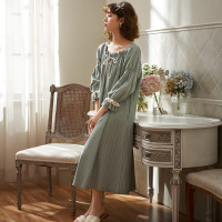 睡裙女春秋纯棉七分袖性感公主风仙女可爱睡衣过膝长裙2020新款