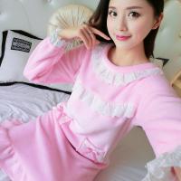 秋冬季睡裙女法兰绒韩版清新学生甜美可爱睡衣女士冬天睡袍家居服