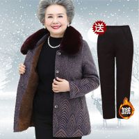 中老年人冬装女奶奶装棉衣毛呢外套加绒大衣中长款妈妈装6070岁80