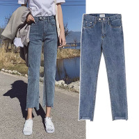 直筒牛仔裤女2020年秋装新款高腰八分小个子显瘦宽松九分烟管裤潮