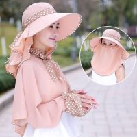 帽子女士夏天大帽檐防晒遮阳帽遮脸防紫外线采茶帽户外骑车太阳帽