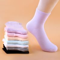 七双袜子女韩版中筒纯色棉袜冬季加厚女士秋冬款女式学生棉袜保暖