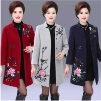 中老年女装秋冬装毛呢外套40-50岁宽松妈妈装中长款妮子大衣中年