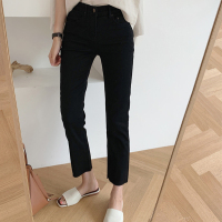 黑色牛仔裤女直筒裤宽松2020新款秋装高腰百搭显瘦八分烟管九分裤