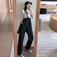 高腰牛仔裤直筒背带裤女韩版宽松2020年秋季新款休闲裤显瘦长裤潮