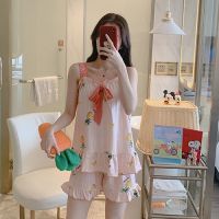 睡衣女夏新款吊带短裤韩版卡通可爱学生孕妇可外穿散步休闲家居服