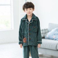 儿童睡衣男孩秋冬季珊瑚绒加厚小孩子冬天中大童男童法兰绒家居服