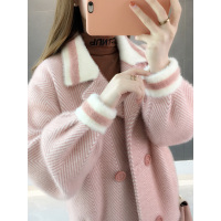 秋冬2020新款仿水貂绒外套女短款显瘦很仙的毛衣小开衫女加厚貂毛