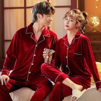 加大码加厚秋冬季韩版情侣睡衣女金丝绒保暖法兰绒男士家居服套装