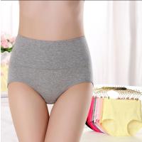女高腰95纯棉纯色棉质收腹提臀美体面料内裤