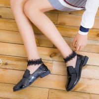 袜子女蕾丝水晶袜珍珠袜短袜浅口夏季薄款透明网纱花边网红棉袜底