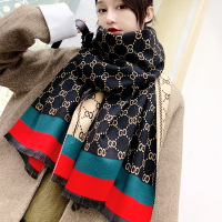 冬季双面双色流苏围巾女韩版百搭英伦仿羊绒加厚保暖长款披肩两用