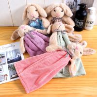 卡通动物珊瑚绒双层加厚擦手巾挂式手巾儿童学生手帕