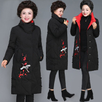 中老年棉衣女冬中长款加厚羽绒棉服新款妈妈装民族风立领保暖棉袄