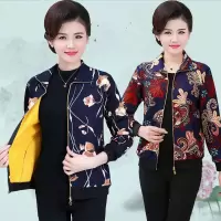 中老年女装加绒外套妈妈秋冬款保暖夹克衫中年人衣服宽松大码上衣