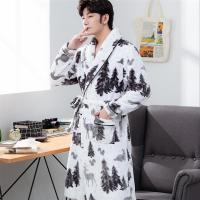 秋冬季珊瑚绒睡袍男士家居服加厚冬天长袖大码法兰绒浴袍长款浴衣