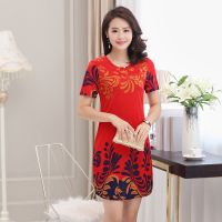 妈妈装中长款长袖连衣裙40春秋装大码宽松中老年女装韩版旗袍裙子