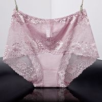 3条礼盒装 高档精品新款大码中高腰三角裤加肥蕾丝花边无痕女内裤