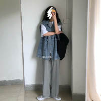 中性帅气街头风oversize牛仔马甲女宽松无袖工装夹克外套潮