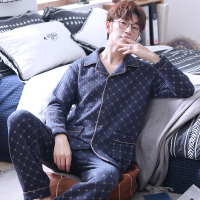 冬季男士睡衣加厚纯棉秋季薄款夹棉春秋男式秋冬款长袖冬天家居服