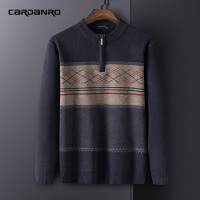 中年男士半高领保暖针织衫冬季中老年男加厚毛衣爸爸装衣服