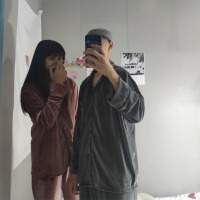 韩版秋冬季长袖睡衣男女款士金丝绒情侣家居服两件套装可外穿春天