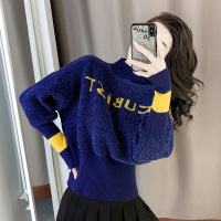 雪尼尔茧型套头毛衣女秋冬外穿2020年新款高领宽松慵懒风短款线衣