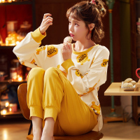 睡衣女春秋季纯棉长袖两件套装可外穿甜美可爱休闲薄款秋天家居服