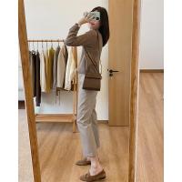 大叮自制烟管西装裤女直筒宽松2020秋季新款休闲裤高腰显瘦九分裤