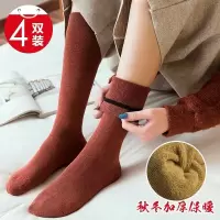 秋冬款长袜女加绒加厚毛圈保暖长筒袜冬季袜子女中筒袜韩版高筒袜