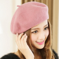 帽子贝雷帽秋冬升级女士加厚新款羊毛呢复古时尚画家帽子多色可选
